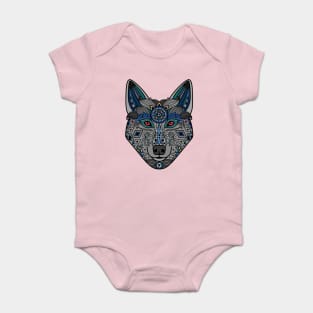 Wolf Head Ornament Baby Bodysuit